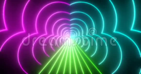 摘要无缝环多色霓虹灯VJ科幻隧道波浪形抽象形式视频的预览图