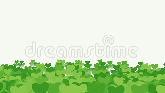 动画圣帕特里克节假日背景与运动绿色三叶草视频的预览图