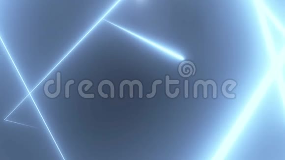 抽象的几何隧道霓虹灯三角形在黑色背景形成的彩色蔚蓝色窄交叉条纹3D视频的预览图