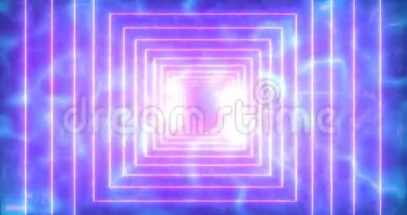 摘要无缝环粉红色霓虹灯VJ科幻未来式矩形隧道视频的预览图