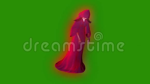 幽灵实体女巫飞行周期绿色屏幕3D渲染动画视频的预览图