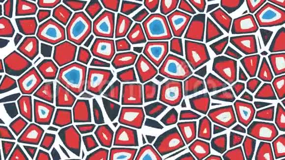 彩色红蓝白几何图形的抽象动画无缝循环动画背景视频的预览图