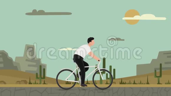 卡通人物在户外骑自行车3D绘制运动图形动画视频的预览图