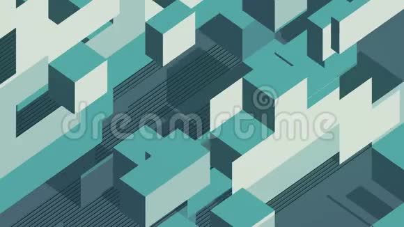 抽象三维拼图等距图案设计三维渲染循环动画4K超高清视频的预览图