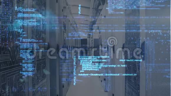 服务器中图标和连接网络数据处理和数字信息的动画视频的预览图