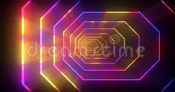八边形的未来主义霓虹灯隧道视频的预览图