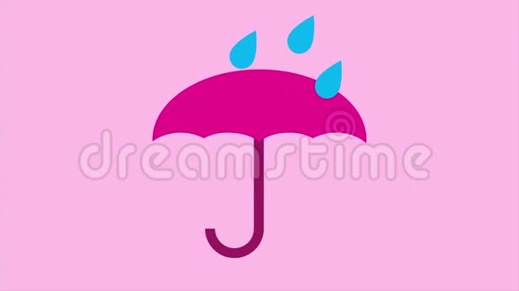 落在粉红色伞上的雨滴被隔离在浅粉色的伞上视频的预览图