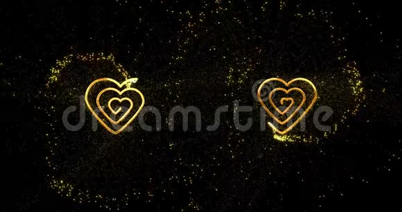 两颗心相连的金色螺旋视频的预览图