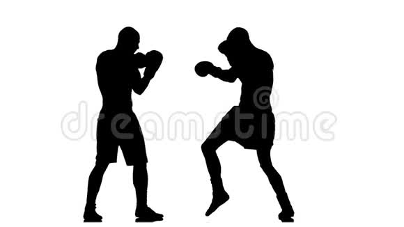 男拳击手训练拳打脚踢慢动作剪影视频的预览图