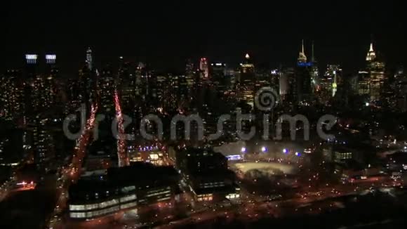 纽约夜间城市景观空中视频的预览图