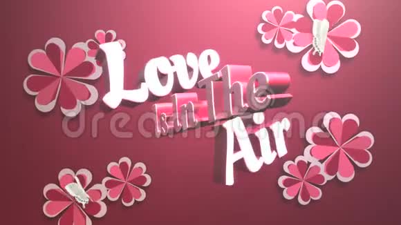 动画特写爱情在空中文字和运动浪漫的心情人节闪亮的背景视频的预览图
