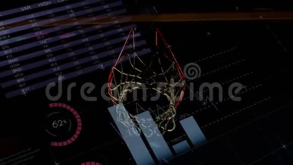 男性篮球运动员投掷球数据处理动画视频的预览图