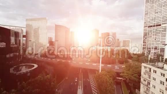 交通圈道路城市天际线摩天大楼空中景观地标视频的预览图