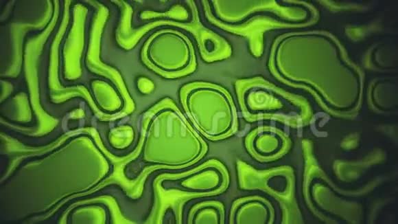 五颜六色的橄榄绿液体波在充满活力的表面与轻光运动数字潮流设计抽象背景视频的预览图
