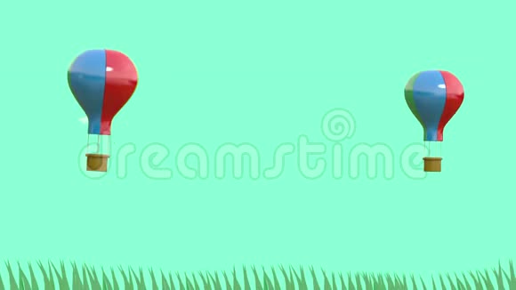 动画动作气球漂浮在草地上秒28可以为循环切割视频的预览图
