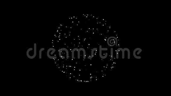 黑色背景上旋转的白色圆形粒子的极简主义球体视频的预览图