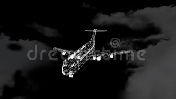 飞机和云背景模型三维技术绘图动画视频的预览图