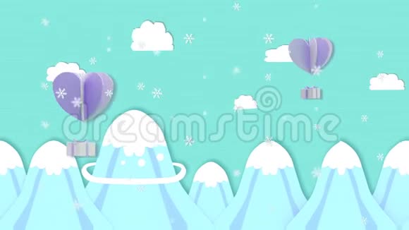 动礼盒和心飘在雪山之上的空中秒02动画开始秒28可以切视频的预览图