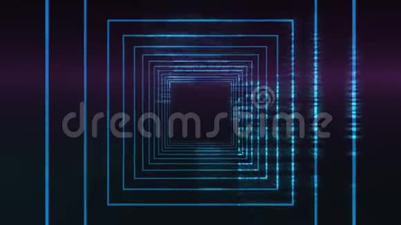 有发光方块的隧道在黑色背景下重复移动视频的预览图