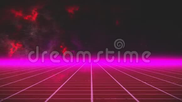 发光的粉红色霓虹灯网格动画视频的预览图