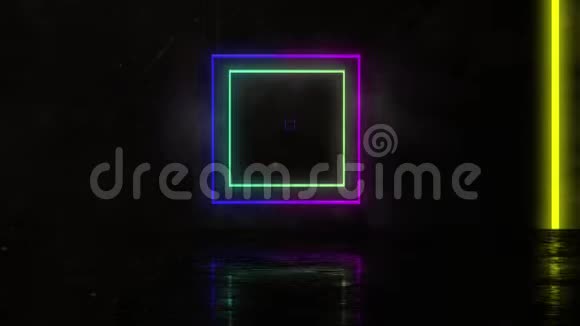 黑色背景上的霓虹灯几何形状视频的预览图