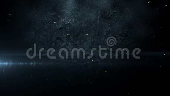 电影尘埃粒子与光焰暗壁石背景视频的预览图
