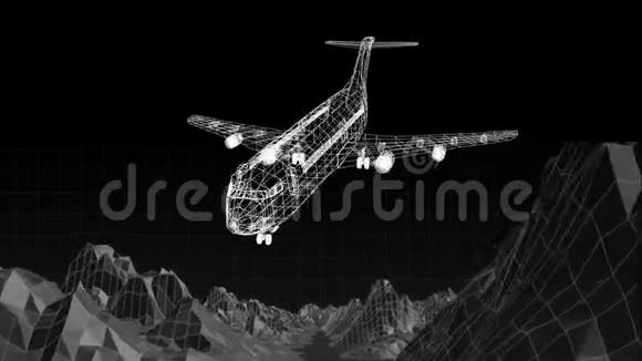 飞机模型和三维山地三维技术绘图动画视频的预览图