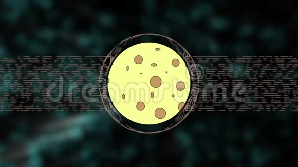 动画卡通月亮看起来像奶酪翻过模糊的绿色背景视频的预览图