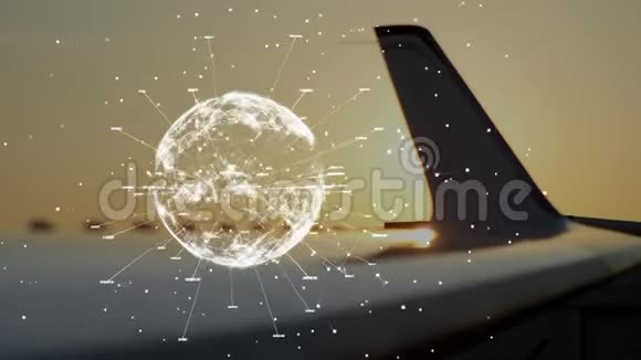 背景下与飞机连接的全球网络动画视频的预览图