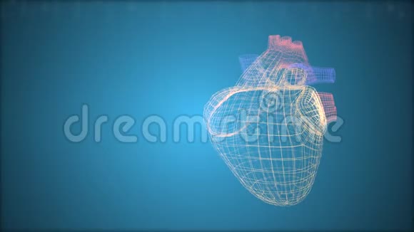 数字心脏图标在letice风格浮动在数字bl背景与数据行幕下降视频的预览图