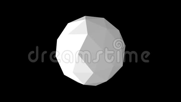 3黑色背景上由一组三角形线段组成的球形几何白色球体的D动画视频的预览图