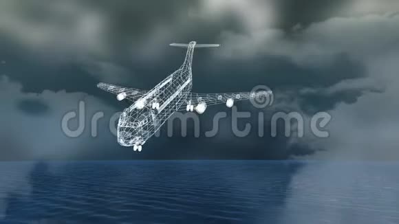 海云背景飞机模型三维技术绘图动画视频的预览图