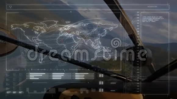 从飞机驾驶舱看到的全球网络动画视频的预览图