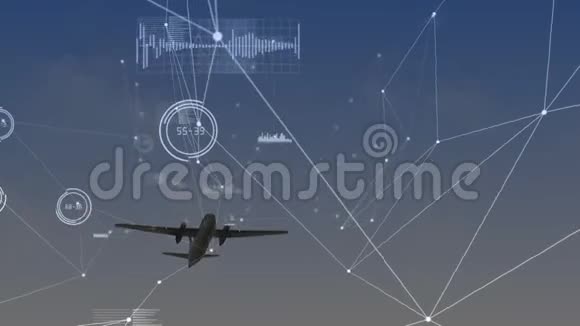 一架飞机在后台飞行的全球网络动画视频的预览图