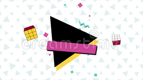 运动抽象几何形状色彩斑斓的孟菲斯背景视频的预览图