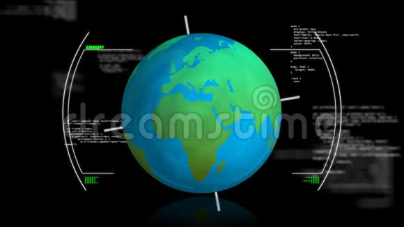 全球旋转动画范围扫描和数据处理视频的预览图