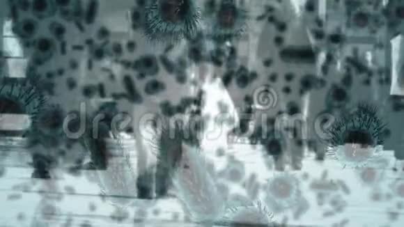 蓝冠病毒和细菌的背景动画视频的预览图