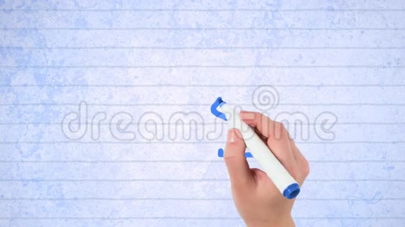 蓝色轮廓的动画人们在白纸上用记号笔绘制图标视频的预览图