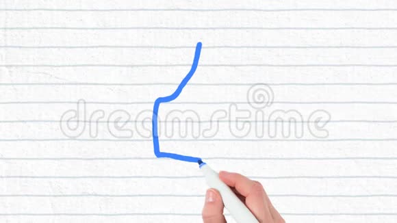 蓝色轮廓的动画就像人们用白纸上的记号笔画的图标视频的预览图