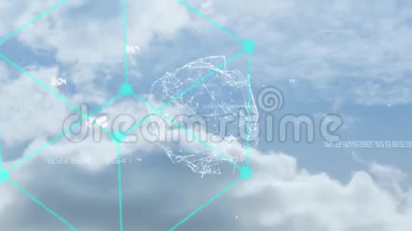 立方体旋转手套网络连接旋转在云层上视频的预览图