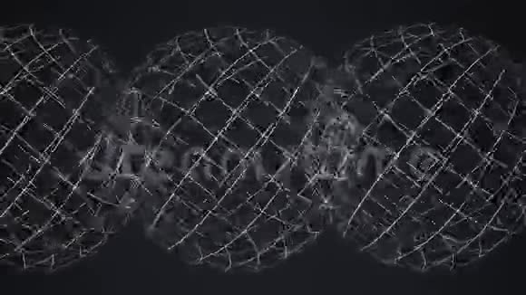三个白色数字地球仪在黑色背景上旋转的动画视频的预览图