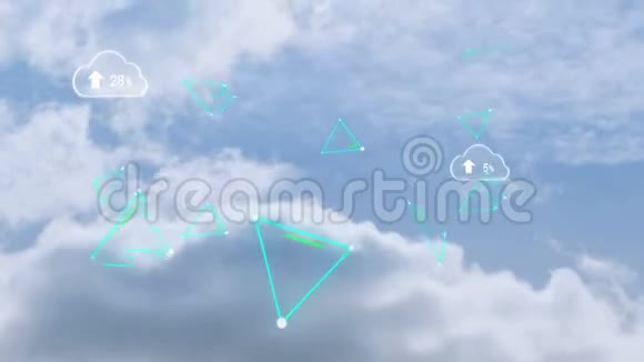 百分比增加的云和云上闪烁的三角形视频的预览图