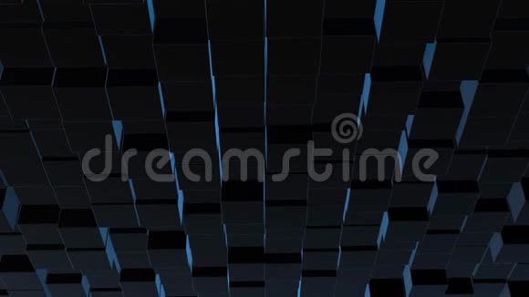 抽象方形几何曲面的最小黑立方网格图案在运动中视频的预览图