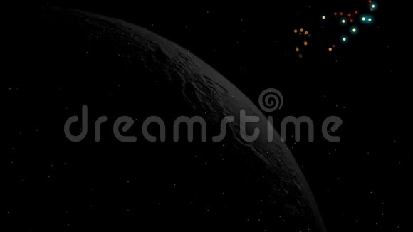 抽象的闪光闪闪发光的尘埃粒子与月球背景3渲染视频的预览图