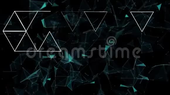 白色三角形与几何图形互连网络的动画视频的预览图