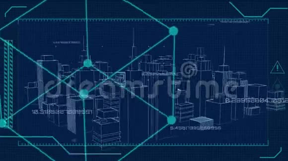 蓝色背景下立体旋转城市三维建筑模型视频的预览图