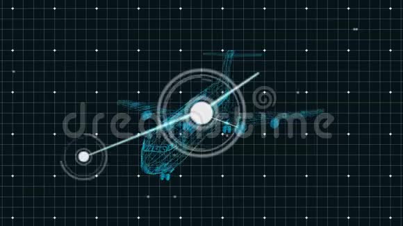 3D飞机技术图纸与网络连接黑色背景视频的预览图