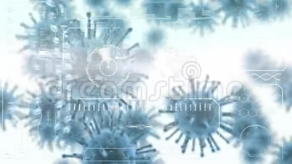 冠状病毒细胞在白色背景下以地球旋转传播视频的预览图