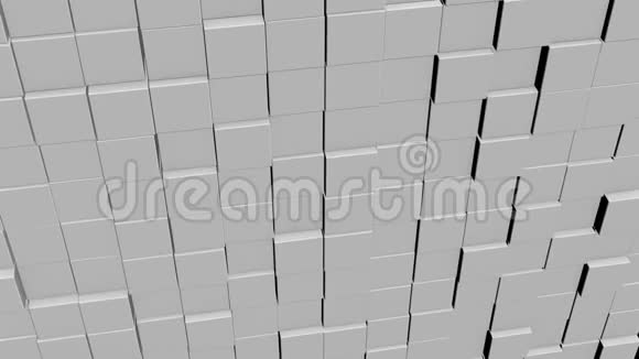 抽象动画的墙壁控制白色立方体前进和向后混沌视频的预览图
