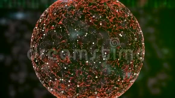 抽象的高科技数字背景数字排下来红色多边形球在最前面视频的预览图